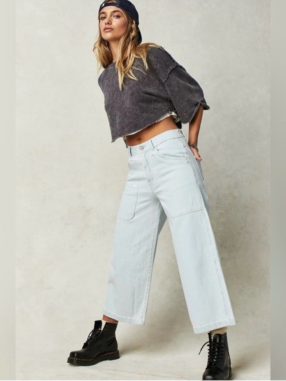 We the free piper mid rise wide leg jean